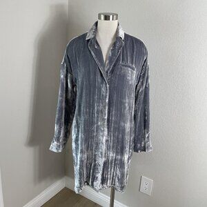 J Brand Coat Womens Small Gray Velvet Button Front Oversized Longline Duster